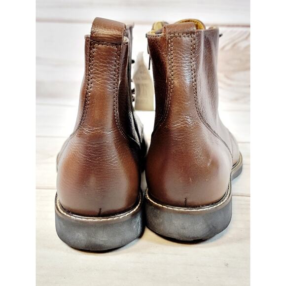 Saks Fifth Avenue Side Zip Leather Ankle Boots Mens 9.5 M Brown Brazil NWT main image 4